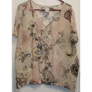AMERICAN Rag Sheer Paisley Button Down Flowy Blouse Size Plus 1X